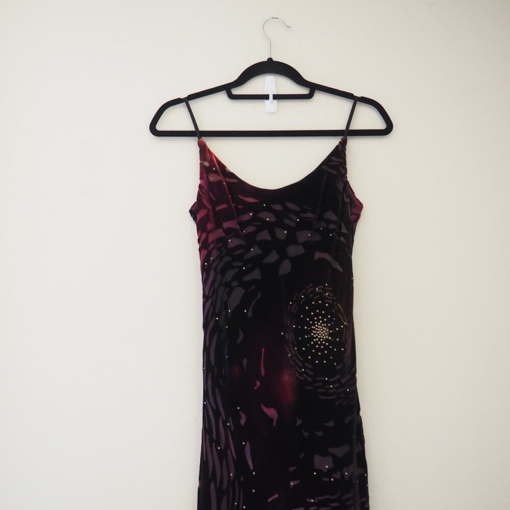 Vintage Andrea Polizzi for Rex Lester 90’s Burnout Velvet Bedazzled Dress - Picture 5 of 10